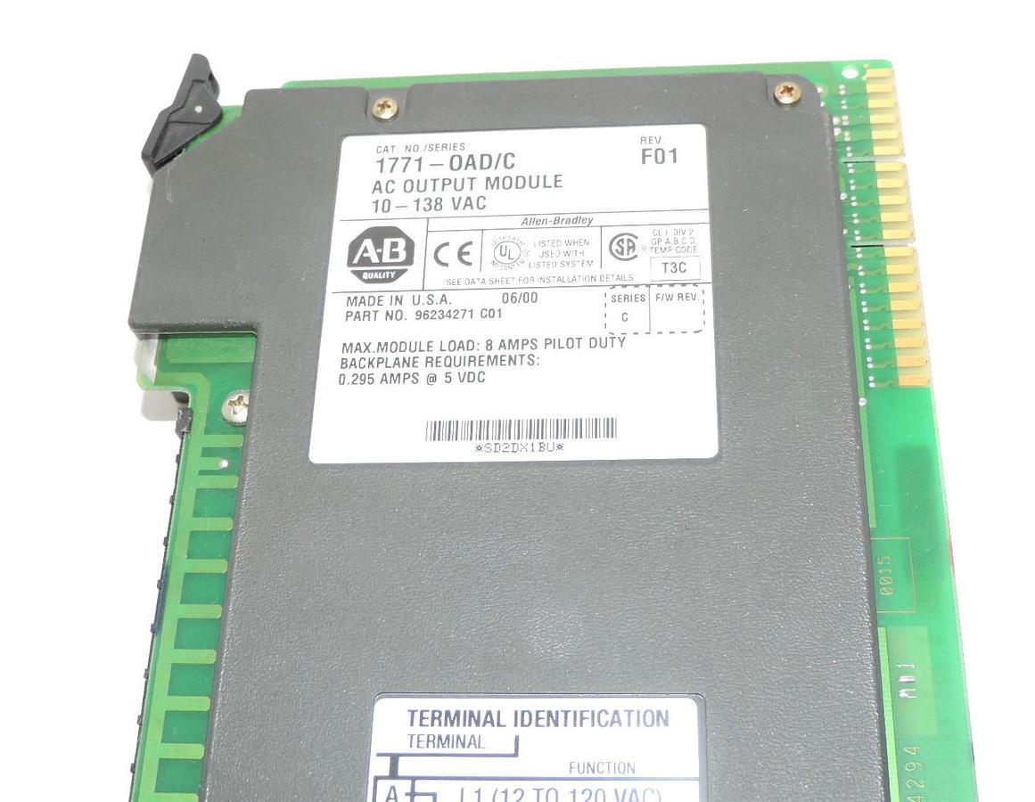 Used ALLEN BRADLEY 1771-OAD/C REV. F01 AC OUTPUT MODULE SER. C P/N: 96234271 C01