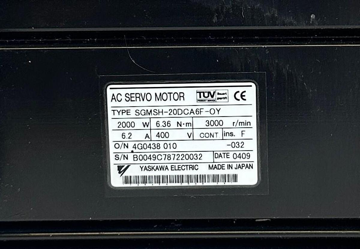 Used YASKAWA SGMSH-20DCA6F-OY / SGMSH20DCA6FOY AC SERVO MOTOR W/ SPL120/2 GEARBOX