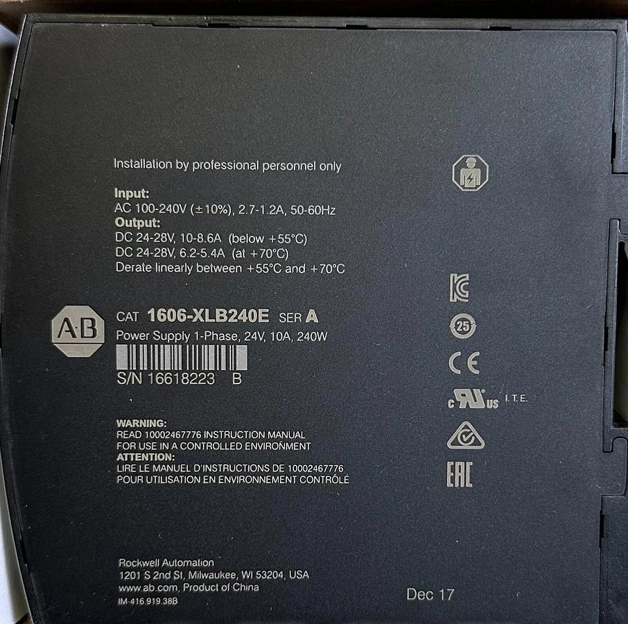 NEW ALLEN BRADLEY 1606-XLB240E /A 1606-XLB BASIC POWER SUPPLY 240W 1606XLB240E