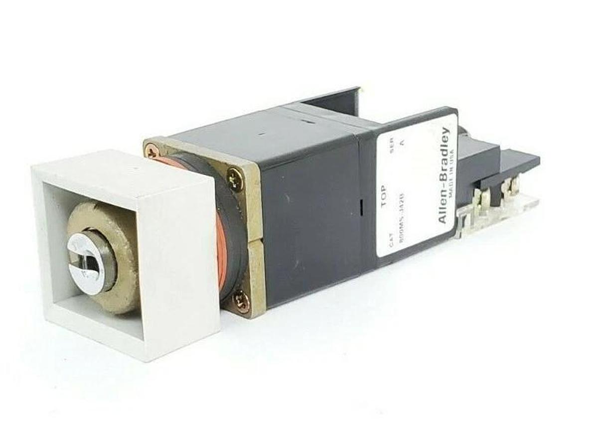 Used ALLEN BRADLEY 800MS-J42B SER. A SELECTOR SWITCH W/ 800M-XAK SER. A CONTACT BLOCK