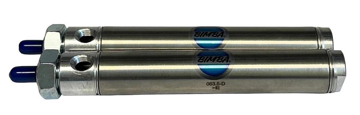 Used 2 BIMBA 063.5-D / 0635D PNEUMATIC CYLINDERS STAINLESS 7/8'' BORE 3-1/2'' S NSMP