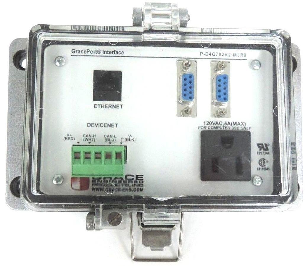 Used GRACE P-D4Q7#2R2-M3R0 GRACEPORT ETHERNET INTERFACE MODULE DEVICENET 120VAC, 5A