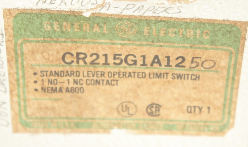 Used NEW GENERAL ELECTRIC CR215G1A12 LIMIT SWITCH, 600 VAC, NEMA A600, TYPE 4,6P,13