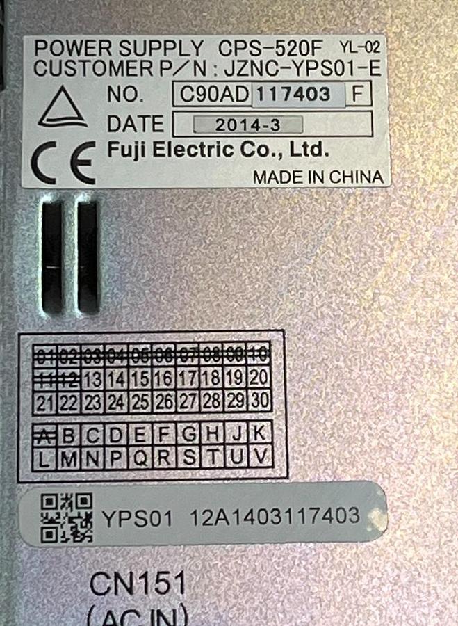 Used FUJI ELECTRIC CPS-520F Power Supply YASKAWA JZNC-YPS01-E Robot NX100 DX100