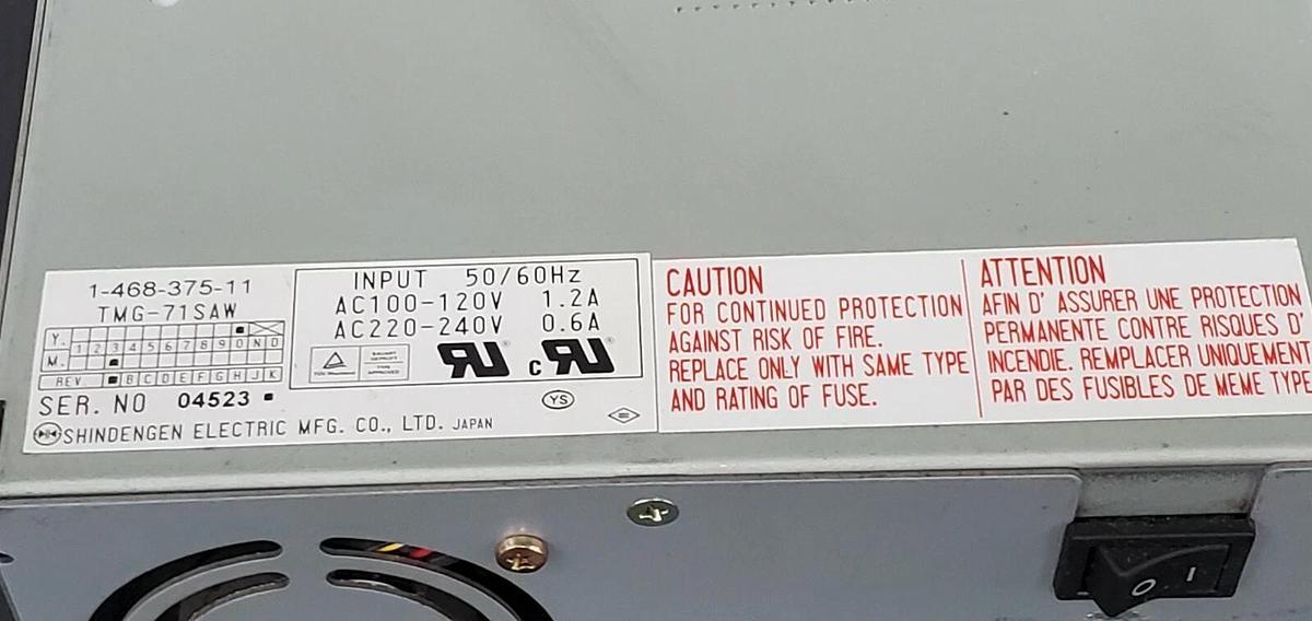 Used SHINDENGEN ELECTRIC TMG-71SAW POWER SUPPLY TMG71SAW, 1-468-375-11