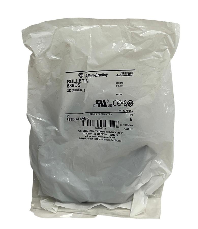 ALLEN BRADLEY 889DS-F8AB-5 /B BULLETIN 889DS QD CORDSET DC MICRO 5M 8-PIN NSFS