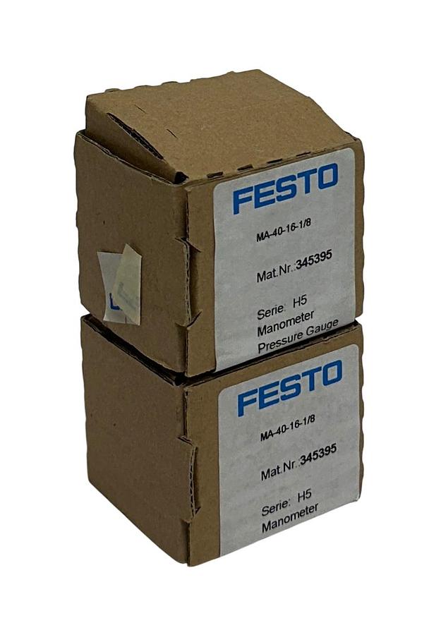 Used 2 FESTO MA-40-16-1/8 / 345395 SERIES H5 MANOMETER PRESSURE GAUGES 0-16BAR NSMP