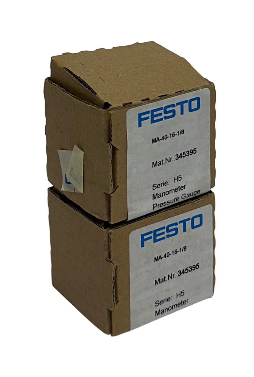 Used 2 FESTO MA-40-16-1/8 / 345395 SERIES H5 MANOMETER PRESSURE GAUGES 0-16BAR NSMP
