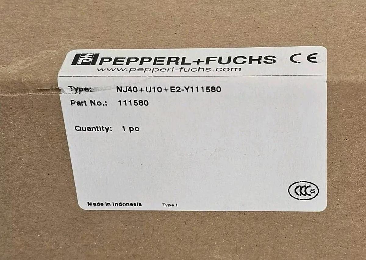 Used NIB PEPPERL+FUCHS NJ40+U10+E2-Y111580 INDUCTIVE SENSOR PART NO. 111580