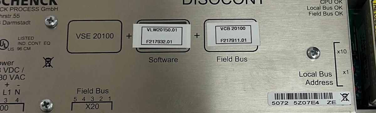 SCHENCK VSE 20100 + VLM20150.01 + VCB 20100 DISOCONT CONTROLLER AC/DC OEM NSNP