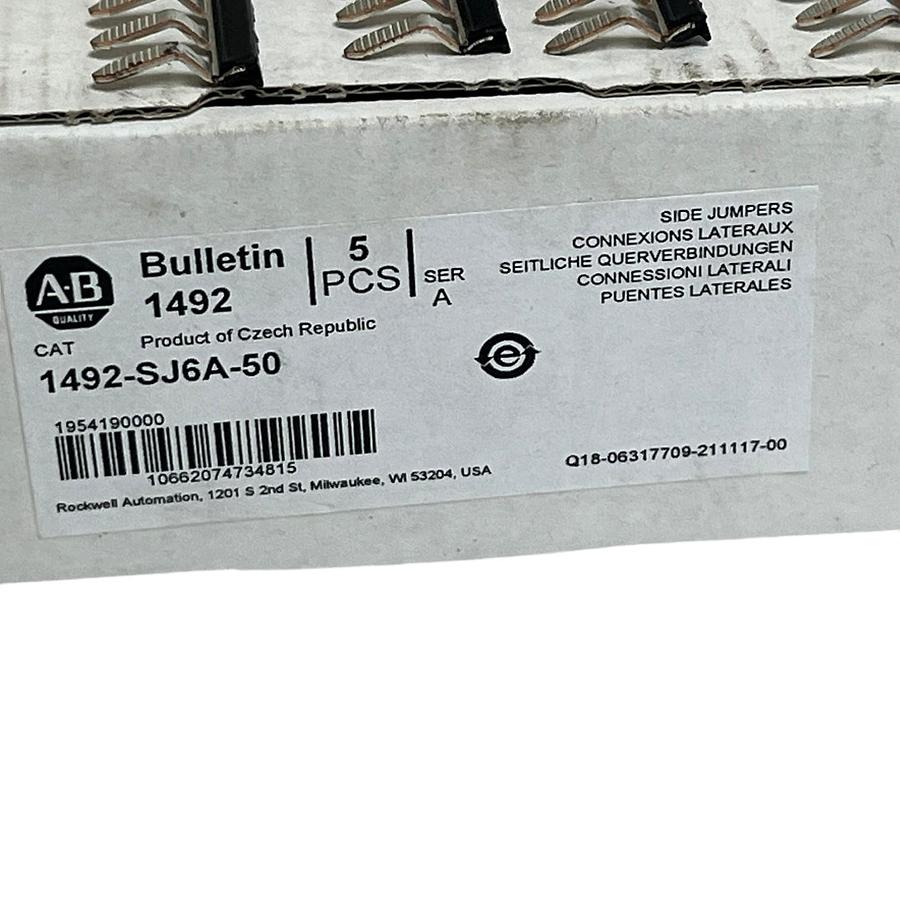 Used Allen-Bradley 1492-SJ6A-50 Insulated Side Jumper 50-Pole 6mm 5-Piece Box Ser A