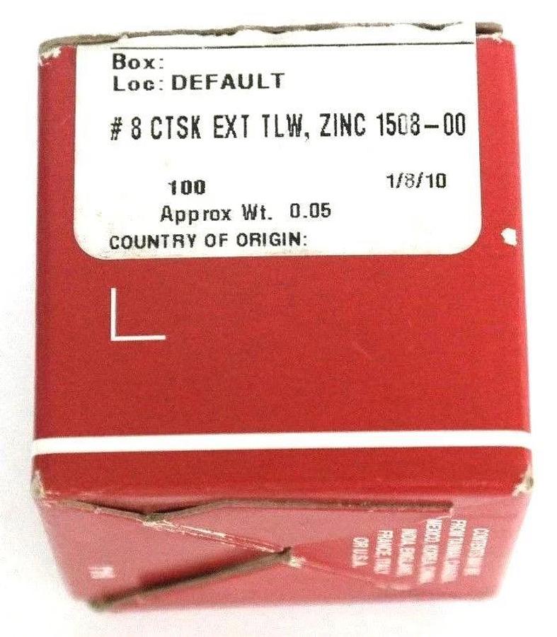 (90) NIB HODELL-NATCO LWSK008OZ-PK100 LOCK WASHERS #8 STSK EXT TLW, ZINC 1508-00