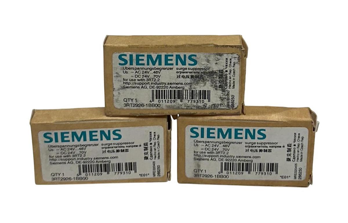 3 SIEMENS 3RT2926-1BB00 / 3RT29261BB00 SURGE SUPPRESSORS AC/DC FOR 3RT2.2 NSMP