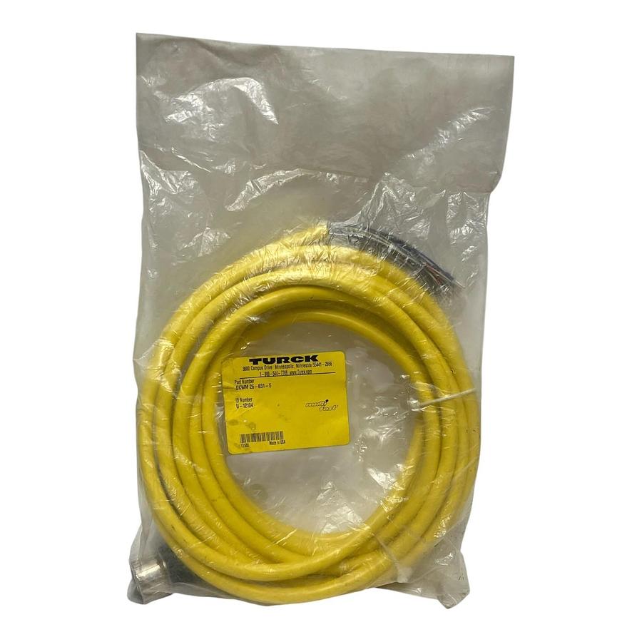 Used Turck DKWM 26-631-5 Multifast Cordset 26-Pin Right-Angle Female to Bare End 5m