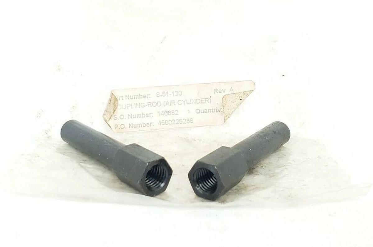 LOT OF 2 NEW GENERIC S-51-130 AIR CYLINDER COUPLING RODS, 5/8", REV. A, S51130