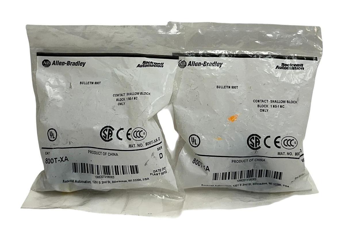 Used 2 ALLEN BRADLEY 800T-XA /D BULLETIN 800T CONTACT BLOCKS 30.5mm 1NO/1NC NSFS