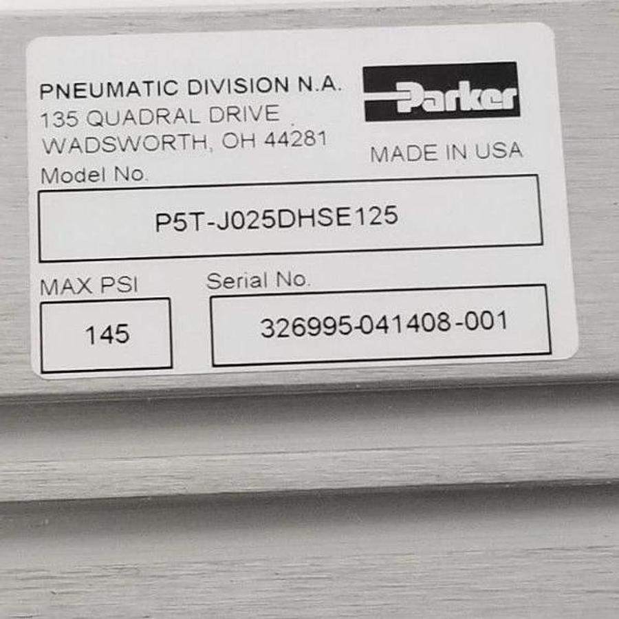 Used NEW PARKER PNEUMATIC P5T-J025DHSE125 SHORT STROKE THRUSTER CYLINDER 145PSI