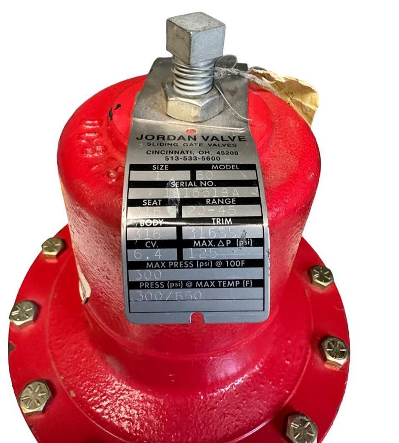 JORDAN VALVE MODEL 60 SELF-OPERATED SLIDING GATE PRESSURE REGULATOR SIZE 1 NSNP