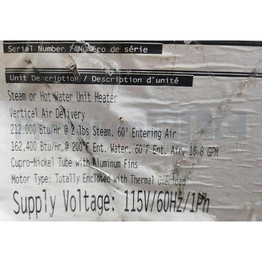 Used NEW MODINE VN212S01 VN - 212000 BTU HOT WATER/STEAM HYDRONIC UNIT HEATER 115V