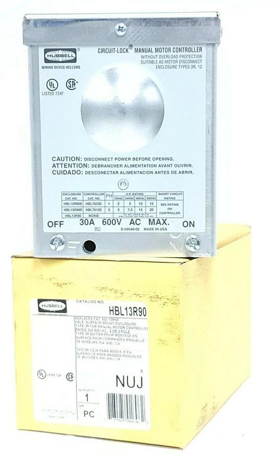 Used NIB HUBBELL HBL13R90 SURFACE MOUNT ENCLOSURE 30A