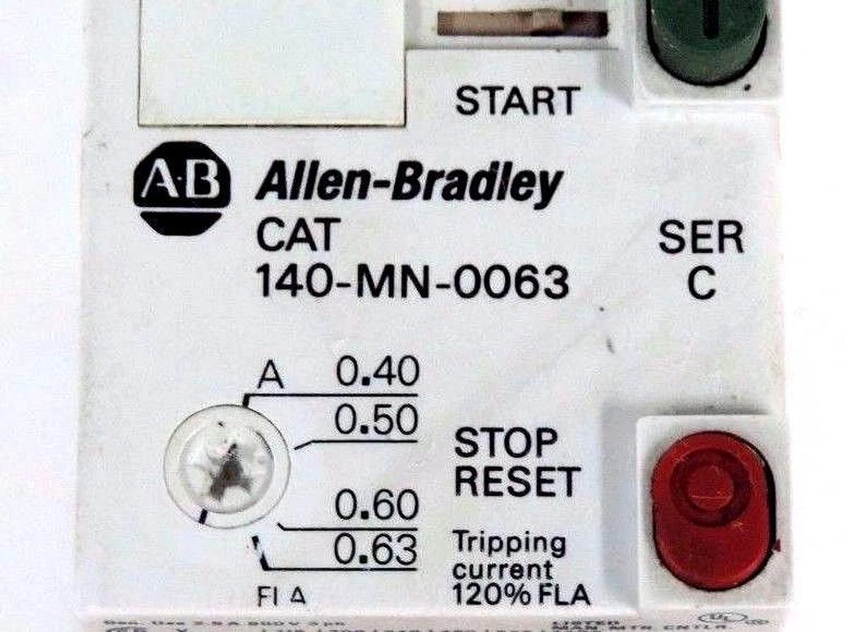 Used ALLEN BRADLEY 140-MN-0063 MANUAL STARTER SER C 140MN0063