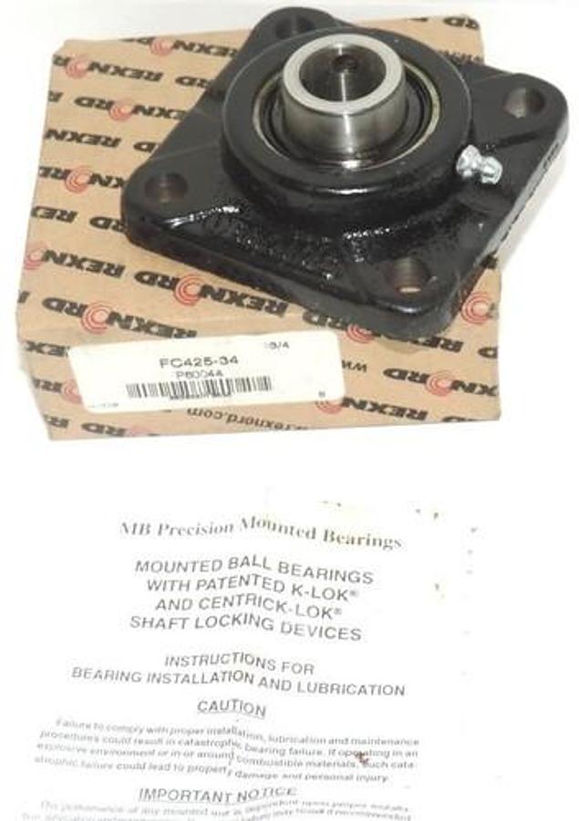 Used NIB REXNORD FC425-34 FLANGED BALL BEARING 3/4'' FC42534