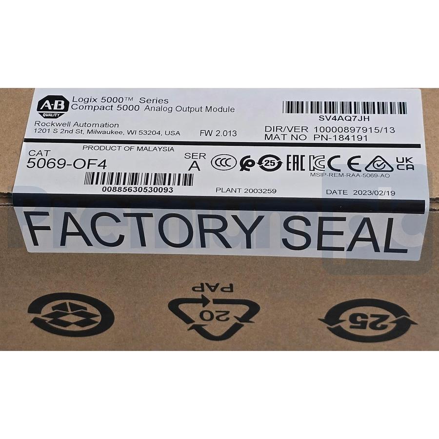 Used Allen Bradley 5069-OF4 /A Compact 5000 4-Ch Analog Output Module 5069OF4 NSFS 885630530093