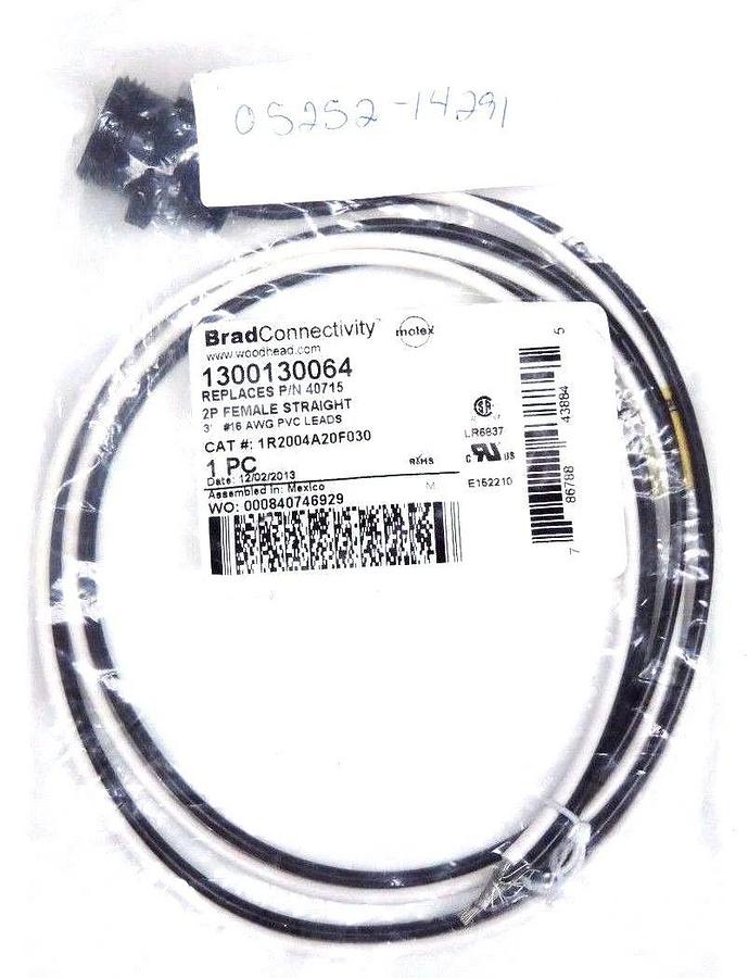 Used LOT OF 4 NEW WOODHEAD 1300130064 CONNECTORS 2P FEMALE STRAIGHT 3' LEADS