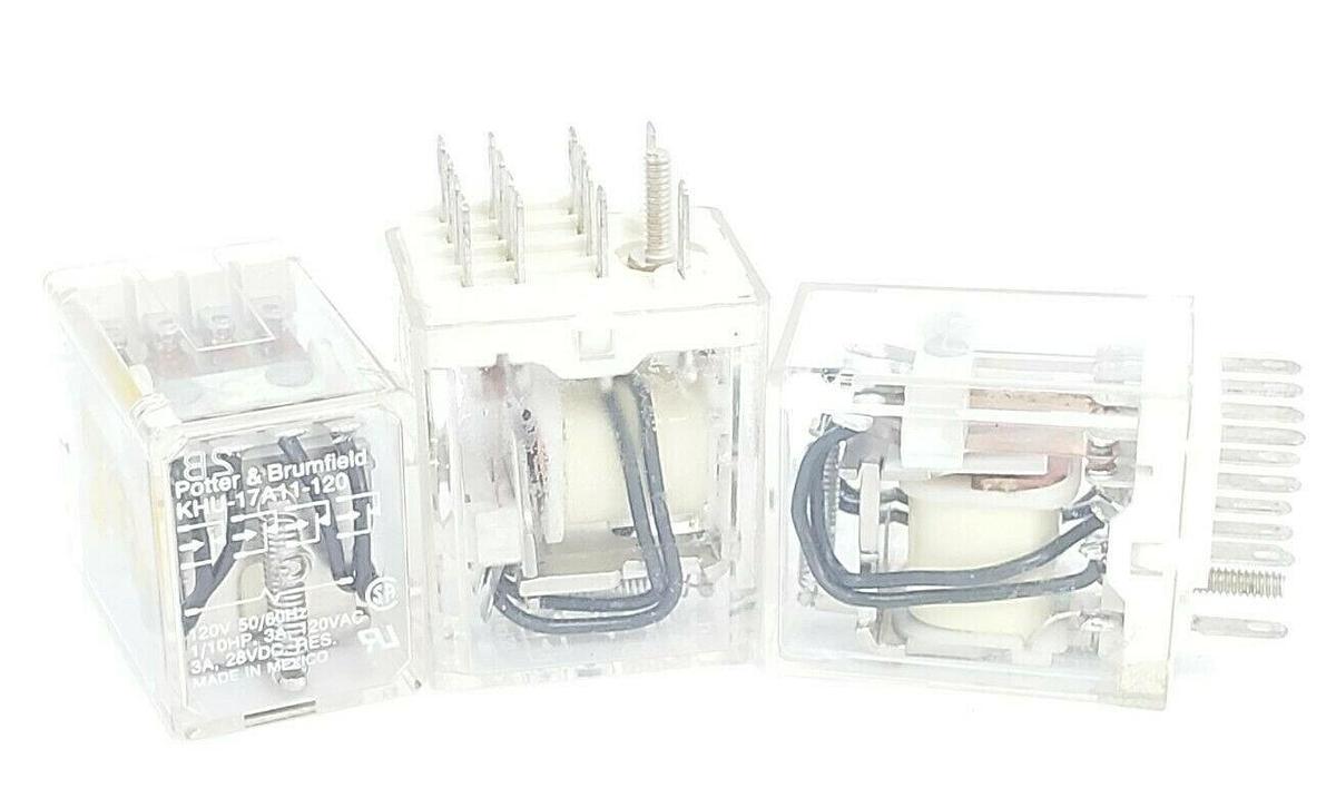 Used LOT OF 3 POTTER & BRUMFIELD KHU-17A11-120 RELAYS 120V 50/60HZ