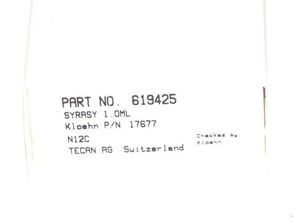 NIB TECAN KLOEHN 17677 SYRINGE ASSEMBLY SYRASY 1.0ML 619425 SPRING CARVO DILUTER
