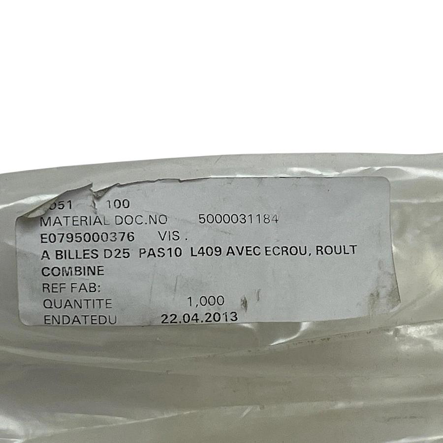 ERCA SA E0795000376 Ball Screw Assembly 25mm Diameter 10mm Pitch 409mm Length