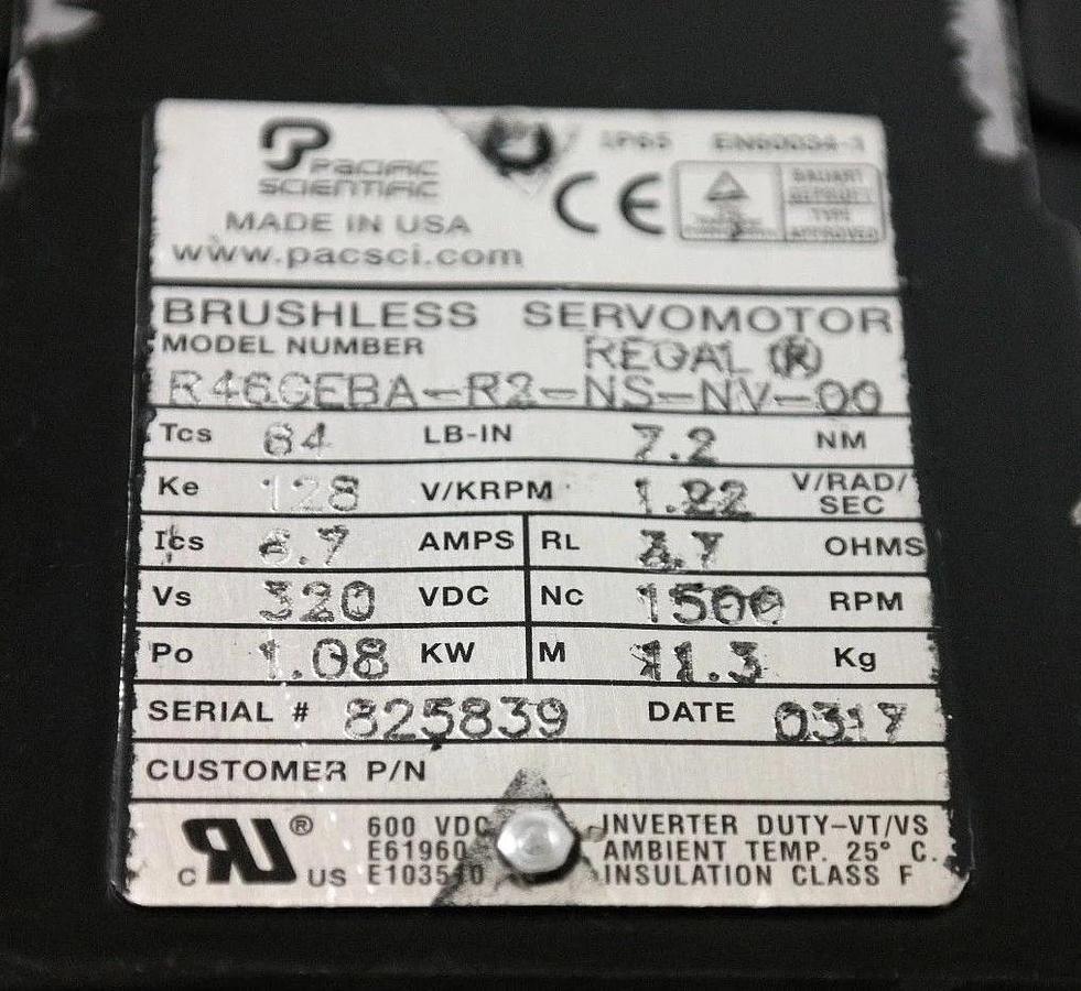 Refurbished PACIFIC SCIENTIFIC R46GEBA-R2-NS-NV-00 BRUSHLESS SERVO MOTOR R46GEBAR2NSNV00