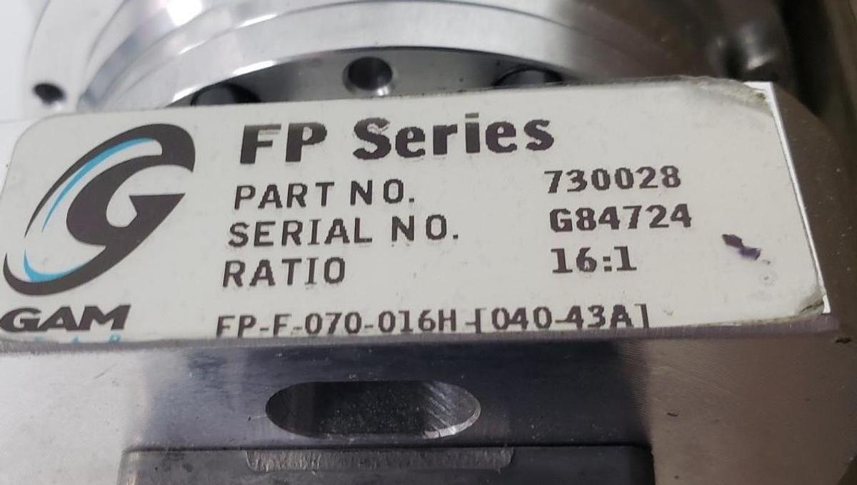 Used GAM GEAR 730028 FP SERIES GEARHEAD 16:1 RATIO W/ HG-KR13 SERVO MOTOR & BASE