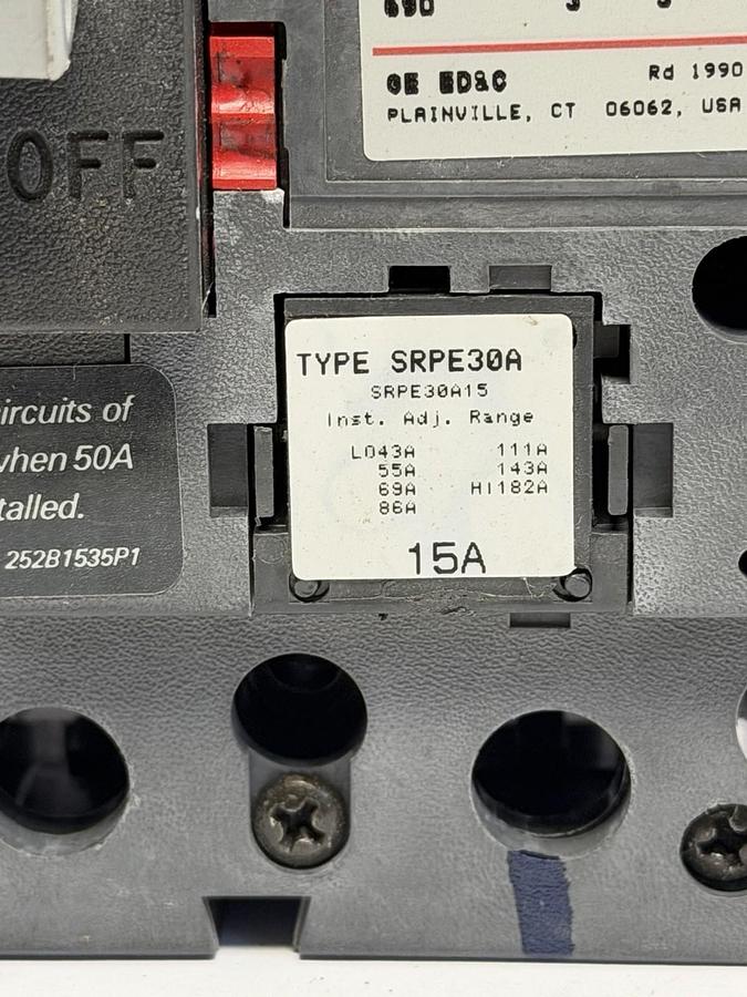 Used GE SELA36AT0030 SPECTRA RMS CURRENT LIMITING CIRCUIT BREAKER 30AMPS 3-POLE
