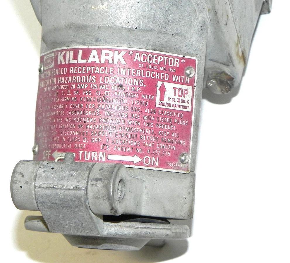 Used HUBBELL UGR02-0231 KILLARK ACCEPTOR 20AMO, 125VAC, 60HZ, 1 H.P. UGR020231