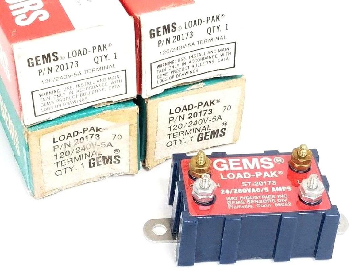 Used LOT OF 4 NIB GEMS SENSORS 20173 LOAD-PAK SAFETY RELAYS ST-20173 120/240V 5A