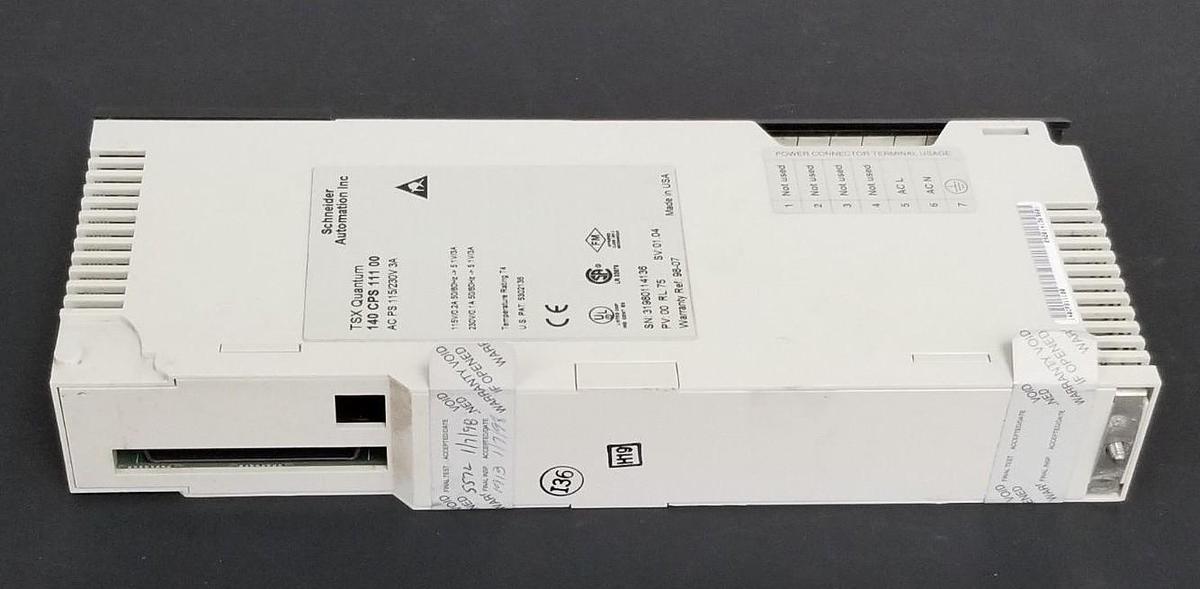 Used SCHNEIDER AUTOMATION 140 CPS 111 00 POWER SUPPLY 115/230V 3A PV: 00 RL: 75