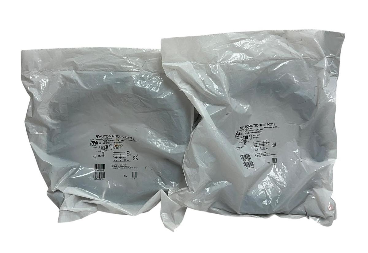 2 AUTOMATIONDIRECT ADOAH043MSS0010H04 / EVC180 CONNECTORS W/ CABLES 4A NSFS