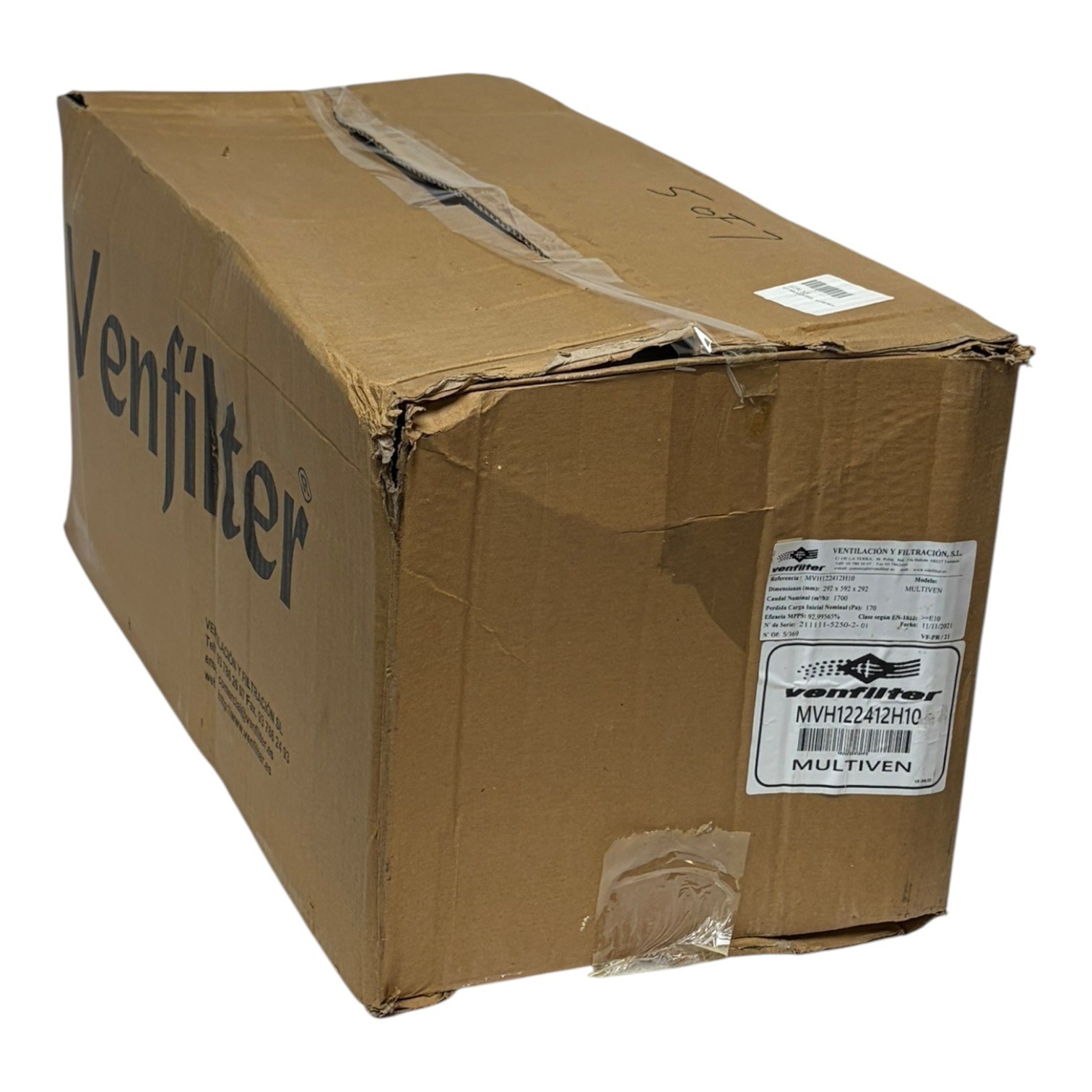 Used Venfilter Multiven MVH122412H10 HVAC HEPA Air Filter 292x592x292mm New