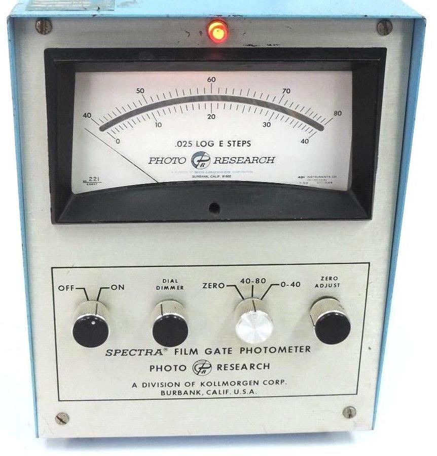 Used SPECTRA FILM GATE PHOTOMETER W/ CONTINUOUS PRINTER PROBE 900-BH-C-3 & BRACKETS
