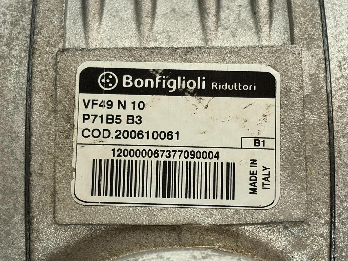 Used Bonfiglioli VF49 N 10 P71 B5 B3 Worm Gearbox Speed Reducer 200610061 New Surplus