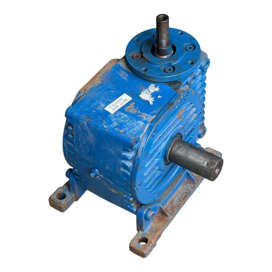Used Industrial Blue Right Angle Worm Gear Speed Reducer Keyed Shaft Gearbox