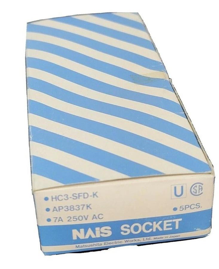Used BOX OF 5 NEW NAIS HC3-SFD-K SOCKETS HC3SFDK, 7A, 250V AC