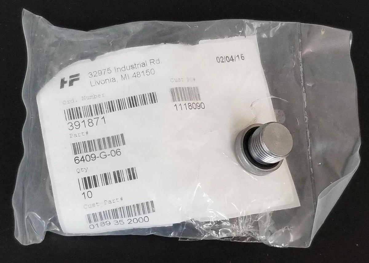 BAG OF 8 NEW HYDRA-FLEX 6409-G-06 3/8" COUNTERSUNK PLUG FITTINGS V0SS2, 6409G06