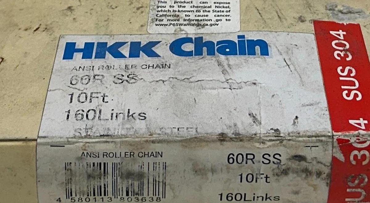 HKK CHAIN 60R-SS / 60RSS ANSI ROLLER CHAIN 10FT 160 LINKS 304 STAINLESS NSMP