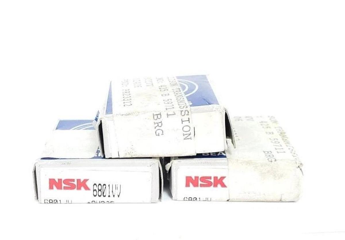 Used LOT OF 3 NIB NSK 6801VV SINGLE ROW BALL BEARINGS