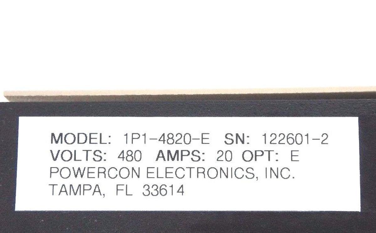 Used NEW POWERCON ELECTRONICS 1P1-4820-E CONTROLLER 480V, 20AMP, OPT: E, 1P14820E