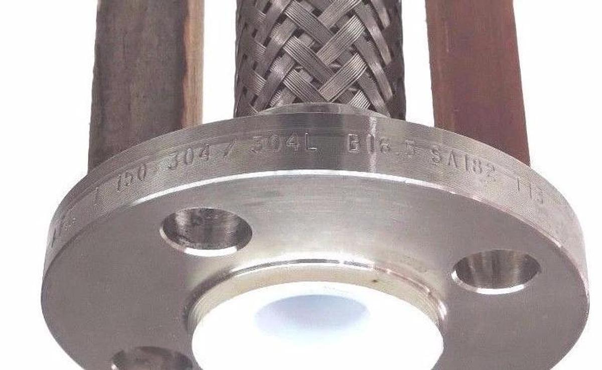 NEW STAINLESS BRAIDED HOSE W/ AFI 1" 150 304/304L B16.5 SA182 T13 FLANGES 12" L