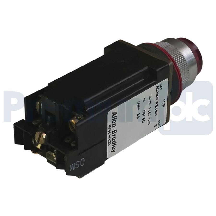 Used Allen Bradley 800MR-PB16S /D Red Illuminated Push Button 120V 22mm 800MRPB16S
