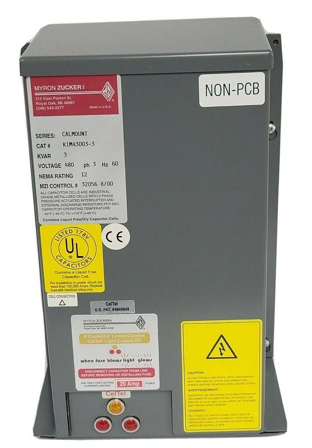 Used NIB MYRON ZUCKER KIM43003-3 POWER CAPACITOR SERIES: CALMOUNT KVAR 3 480V PH: 3